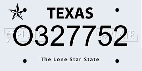 O327752 Texas License Plate