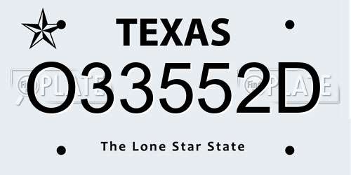 O33552D Texas License Plate