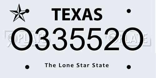 O33552O Texas License Plate