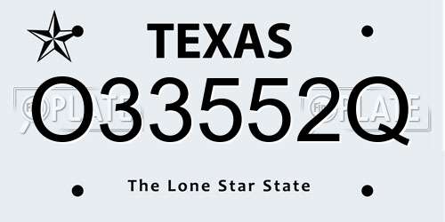 O33552Q Texas License Plate