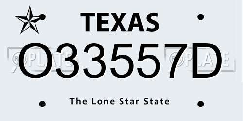 O33557D Texas License Plate