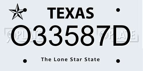 O33587D Texas License Plate