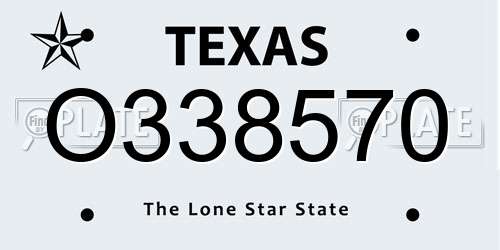 O338570 Texas License Plate