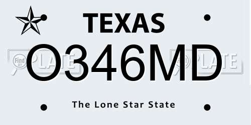 O346MD Texas License Plate