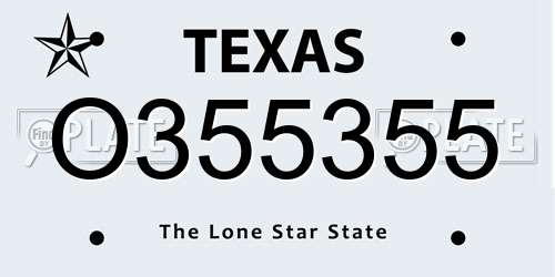 O355355 Texas License Plate