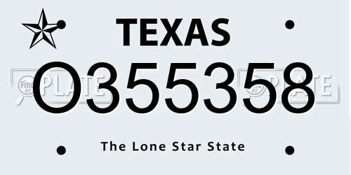 O355358 Texas License Plate