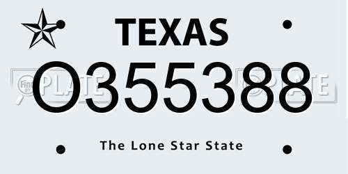 O355388 Texas License Plate