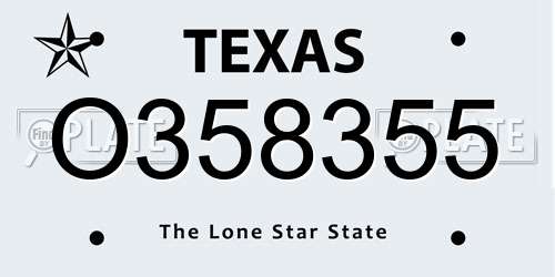 O358355 Texas License Plate