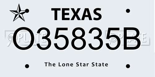 O35835B Texas License Plate