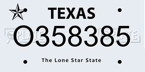 O358385 Texas License Plate