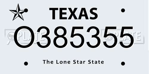 O385355 Texas License Plate