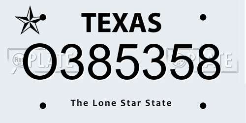 O385358 Texas License Plate