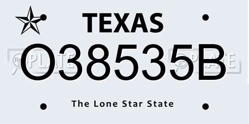 O38535B Texas License Plate
