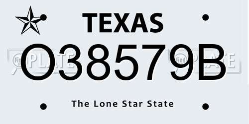 O38579B Texas License Plate