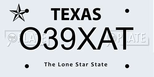 O39XAT Texas License Plate