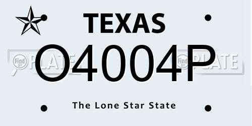 O4004P Texas License Plate