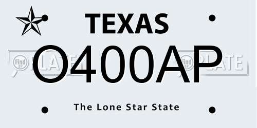 O400AP Texas License Plate