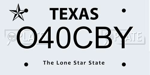 O40CBY Texas License Plate