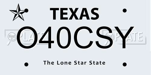 O40CSY Texas License Plate