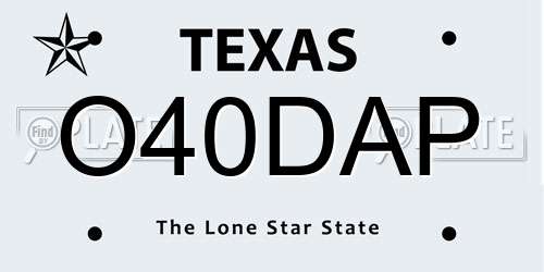O40DAP Texas License Plate