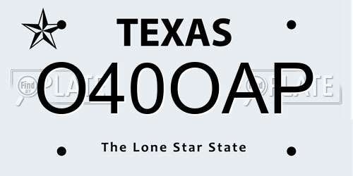 O40OAP Texas License Plate