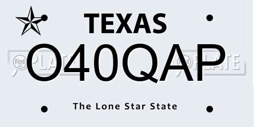O40QAP Texas License Plate