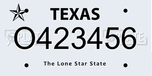 O423456 Texas License Plate