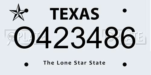 O423486 Texas License Plate
