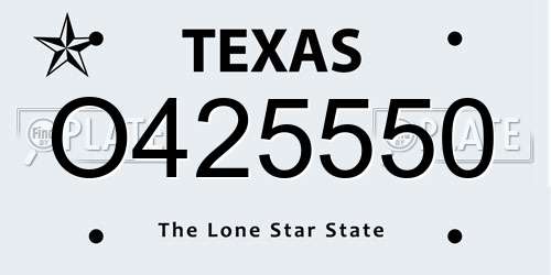 O425550 Texas License Plate