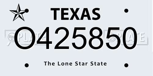 O425850 Texas License Plate