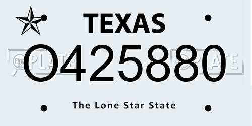 O425880 Texas License Plate