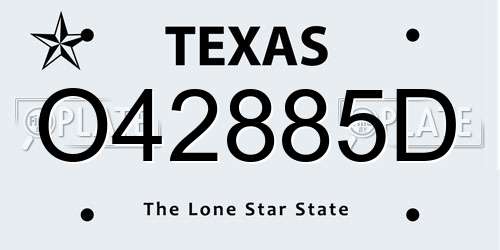 O42885D Texas License Plate