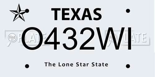 O432WI Texas License Plate