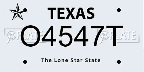 O4547T Texas License Plate