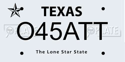 O45ATT Texas License Plate