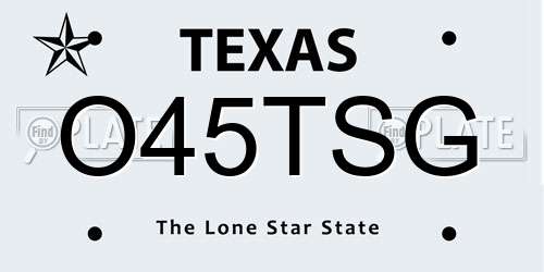 O45TSG Texas License Plate