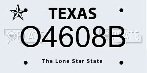 O4608B Texas License Plate