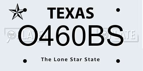 O460BS Texas License Plate