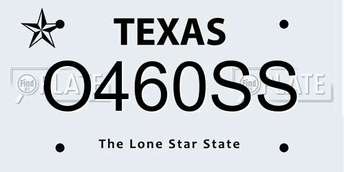 O460SS Texas License Plate