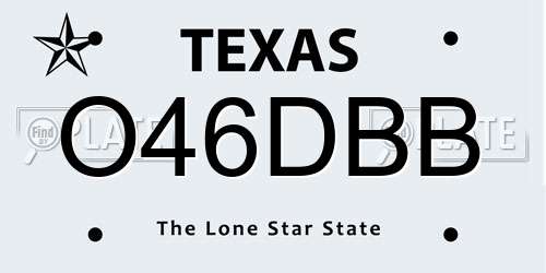 O46DBB Texas License Plate