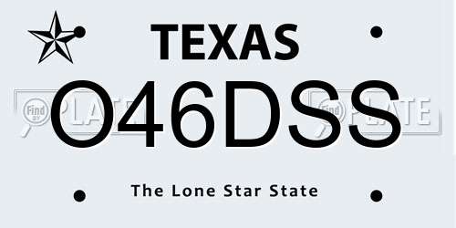 O46DSS Texas License Plate