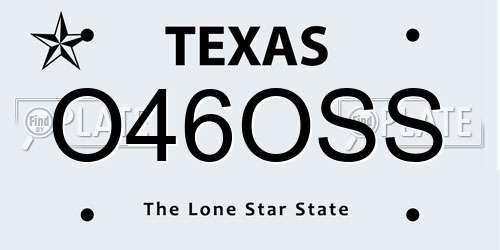 O46OSS Texas License Plate