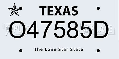 O47585D Texas License Plate