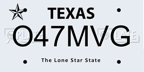 O47MVG Texas License Plate