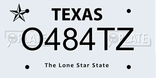 O484TZ Texas License Plate