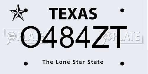 O484ZT Texas License Plate