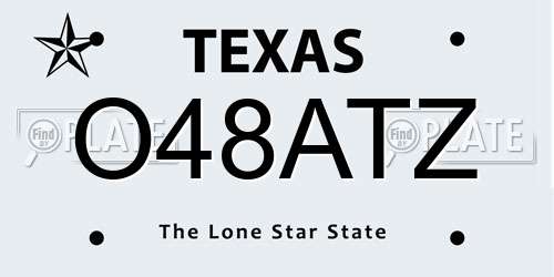 O48ATZ Texas License Plate
