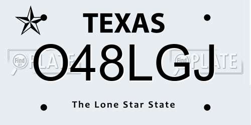 O48LGJ Texas License Plate