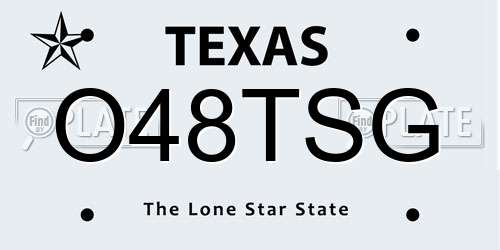O48TSG Texas License Plate