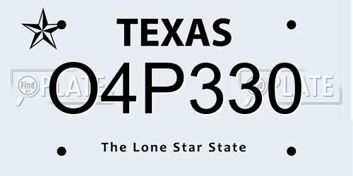 O4P330 Texas License Plate
